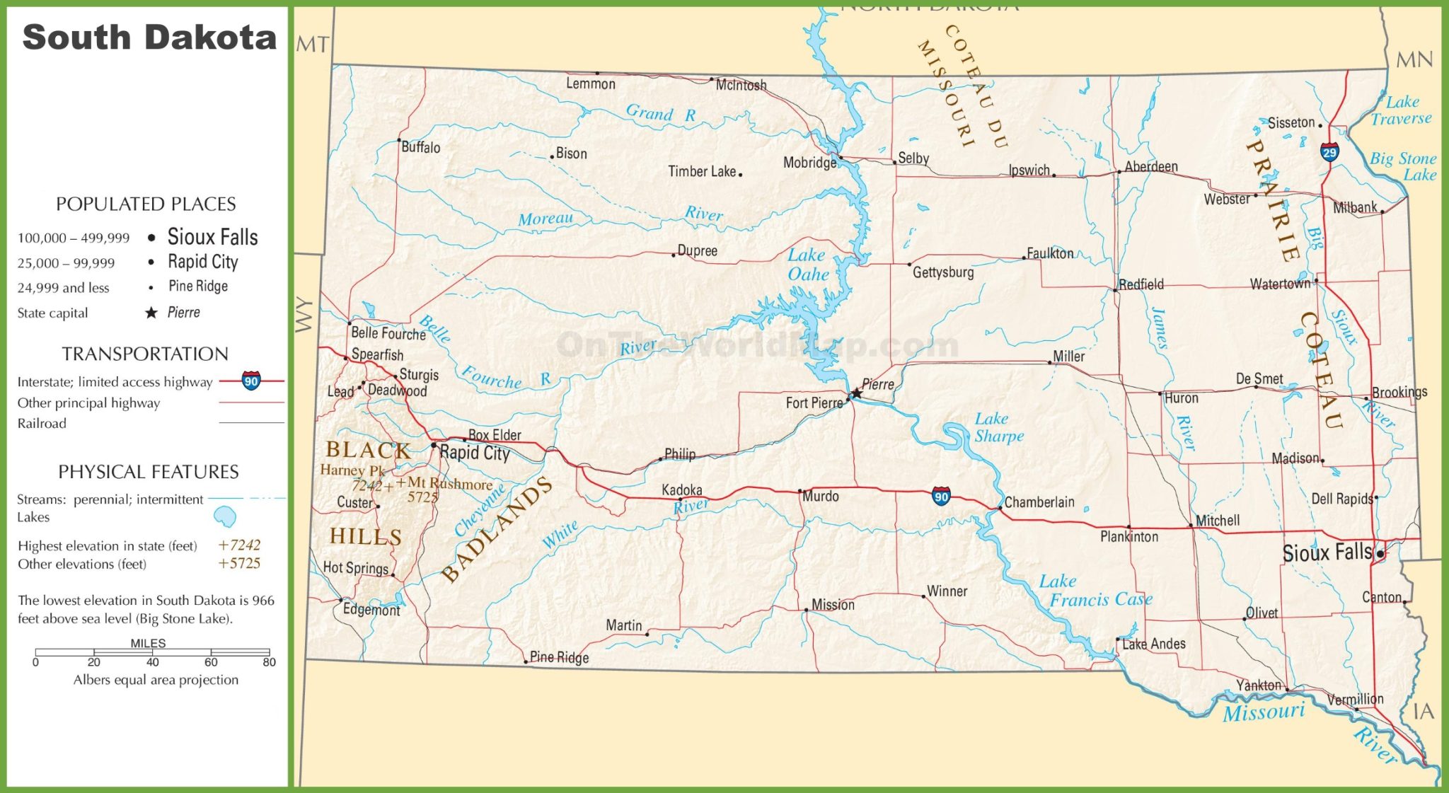 South Dakota SD Road And Highway Map Free Printable   Preview South Dakota Highway Map 2048x1121 