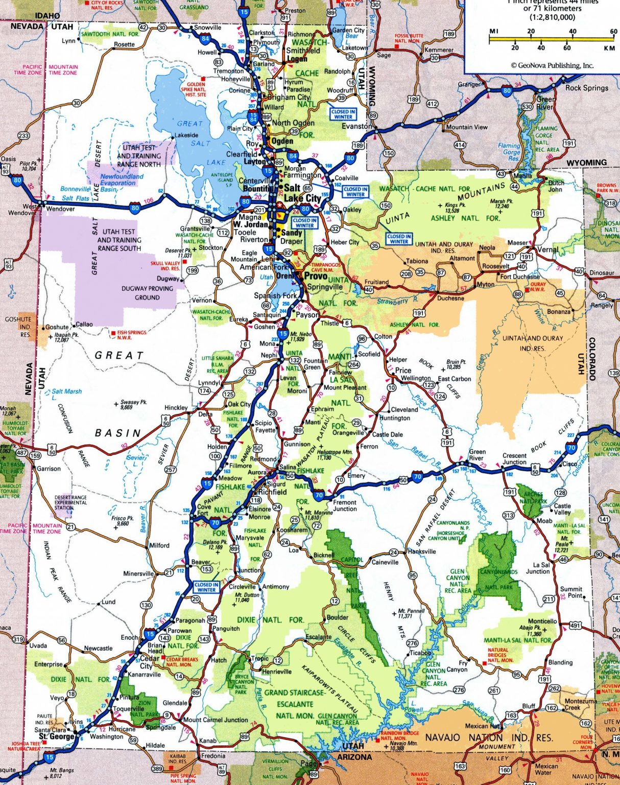 Utah Ut Road And Highway Map Free And Printable