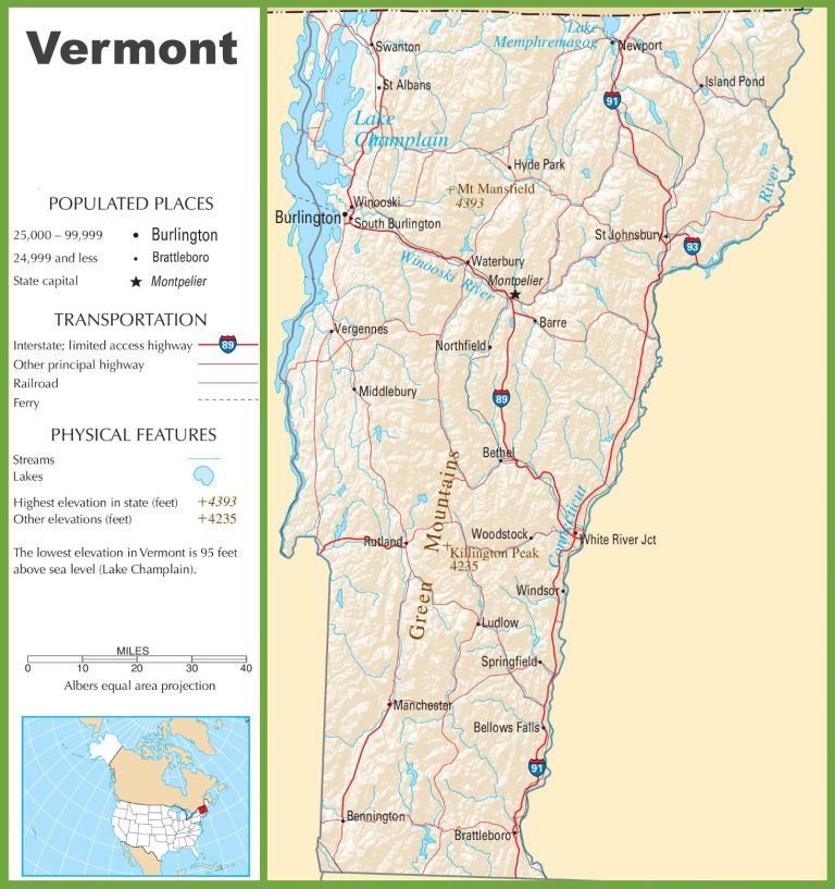 Vermont VT Road And Highway Map   Preview Vermont Highway Map 768x817 