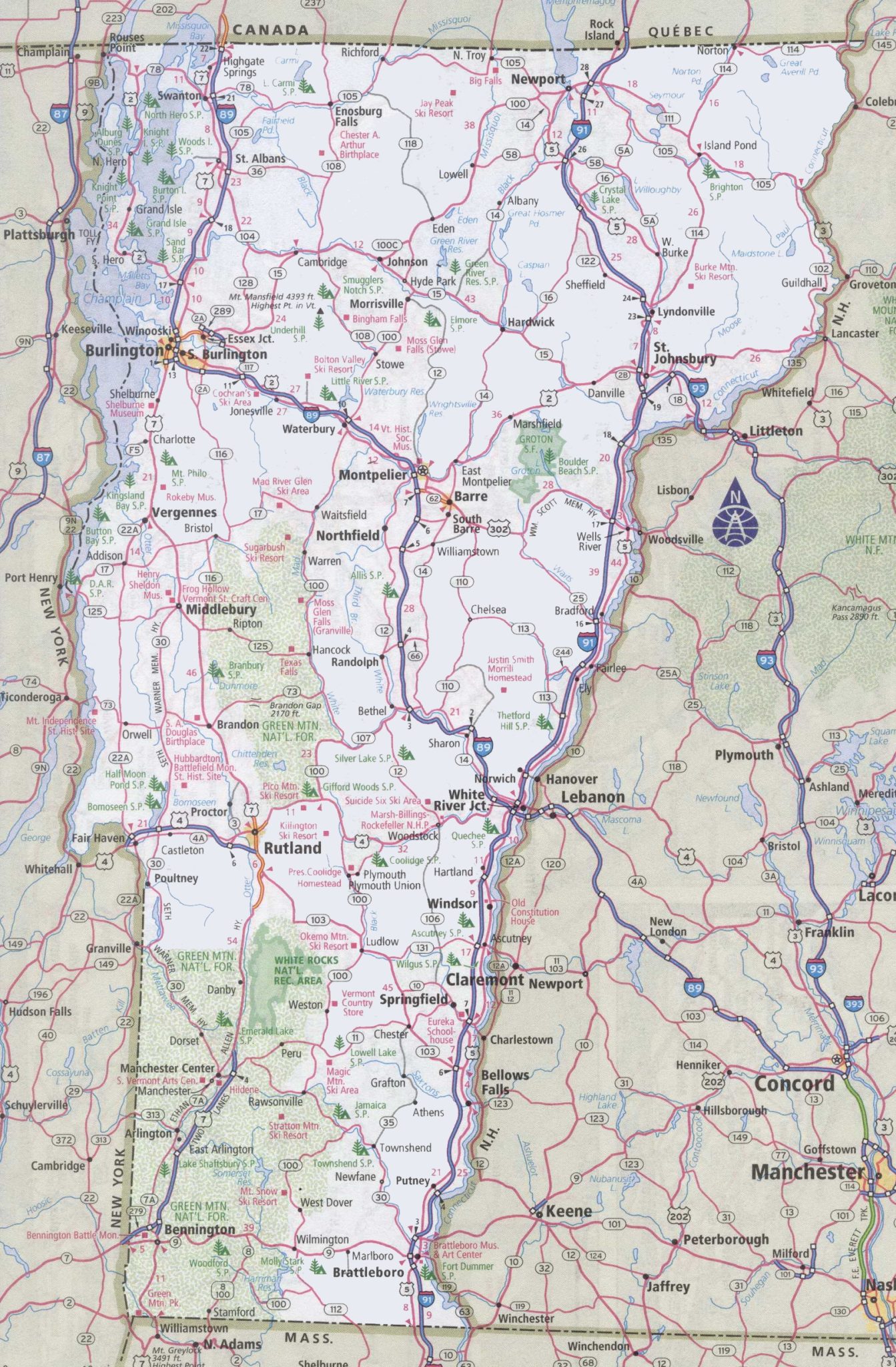 Vermont Vt Road And Highway Map