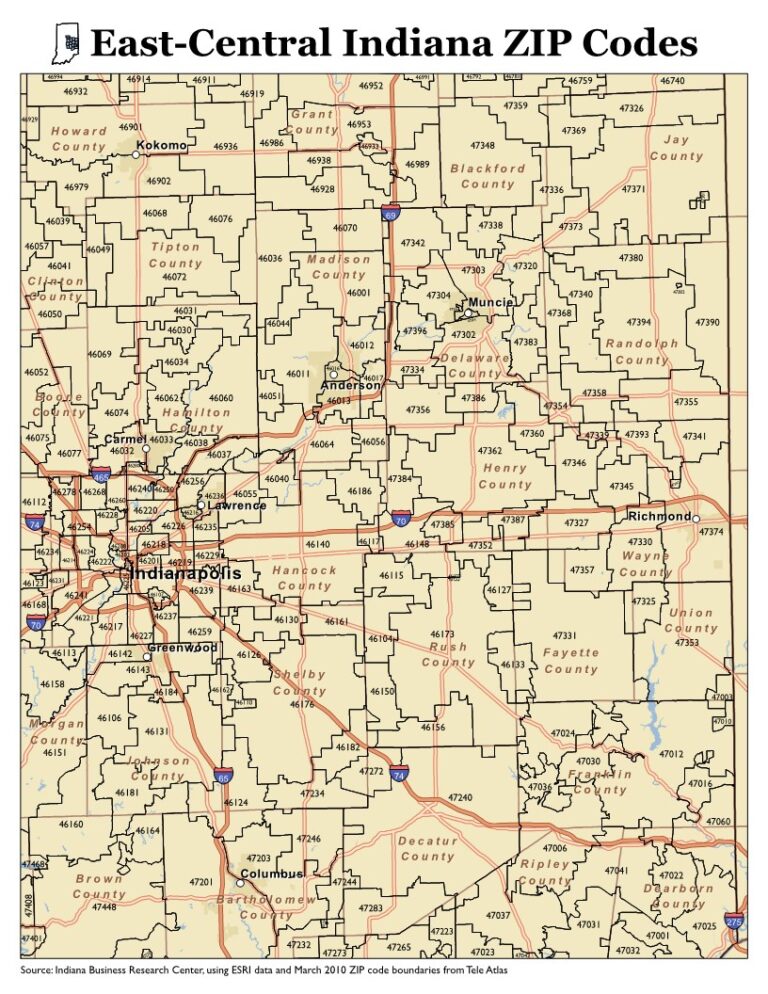 Free Printable Indiana Zip Code Maps