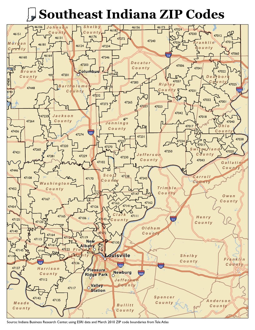 Free Printable Indiana Zip Code Maps