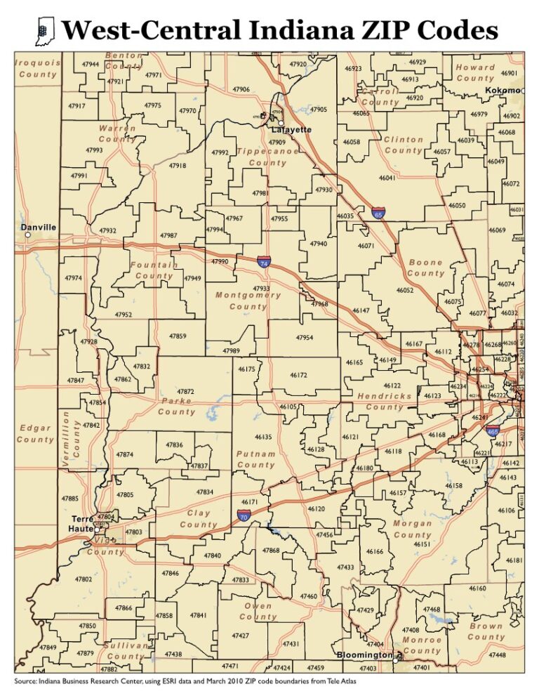 Free Printable Indiana Zip Code Maps   Preview West Central Indiana ZIP Codes 1 Copy 768x994 