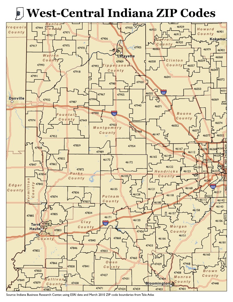 Free Printable Indiana Zip Code Maps   Preview West Central Indiana ZIP Codes 1 Copy 