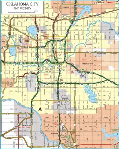 Oklahoma City (OKC) Road and Highway Map - Printable