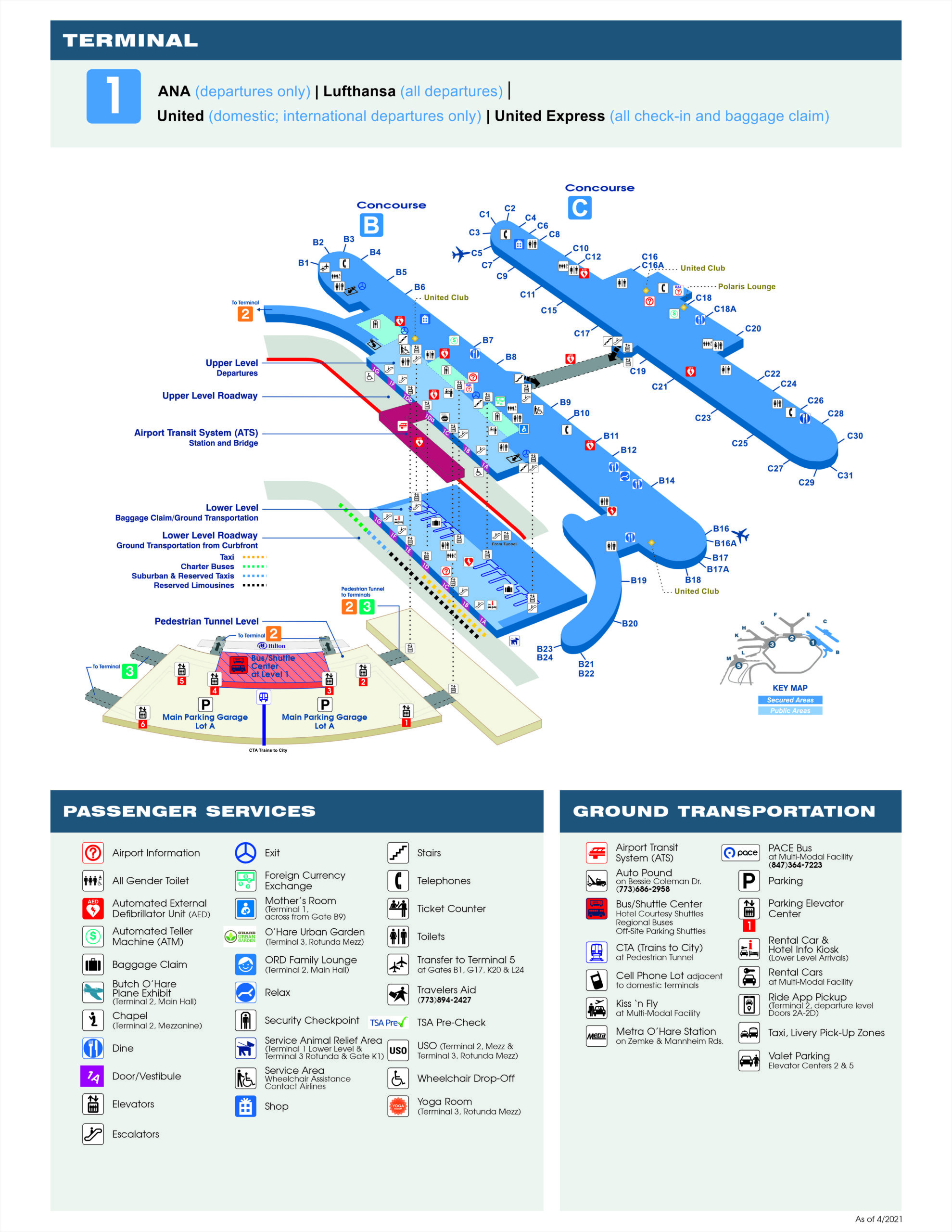 Chicago International Airport Terminal Map   Chicago Airport Terminal 1 Map Scaled 