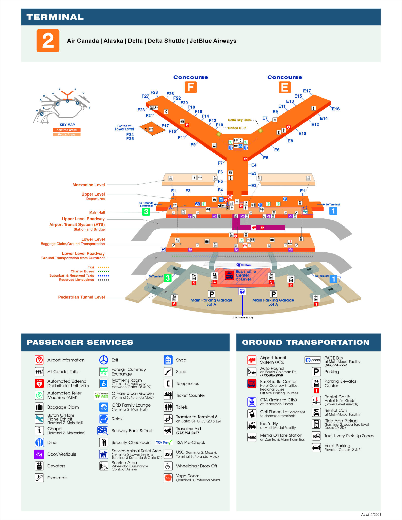 Printable Chicago Airport Map With Directions   Chicago Airport Terminal 2 Map 1583x2048 