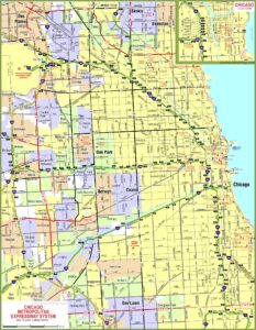 Free Printable Road & Highway Maps of Chicago (Illinois)