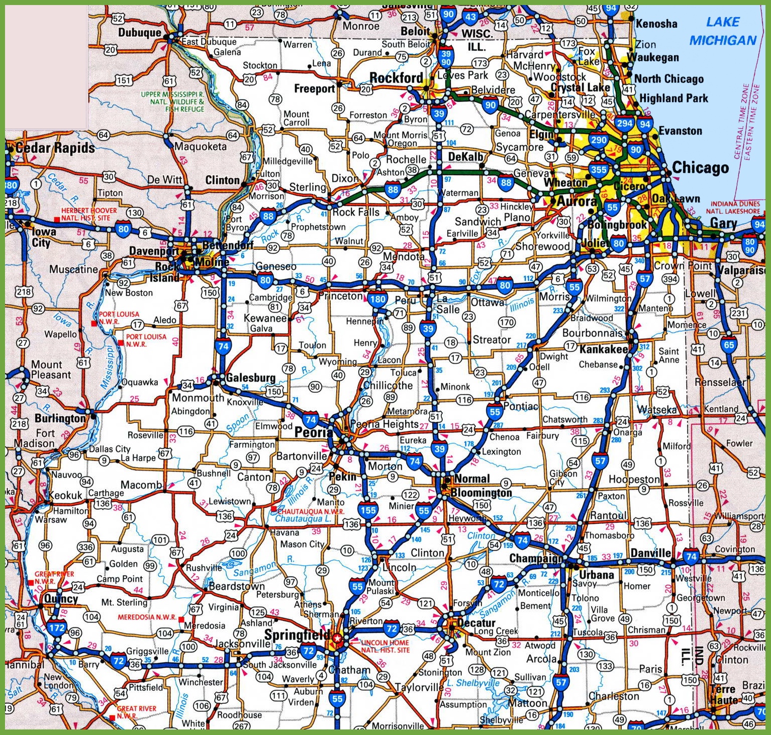Free Printable Illinois Il Road And Highway Maps
