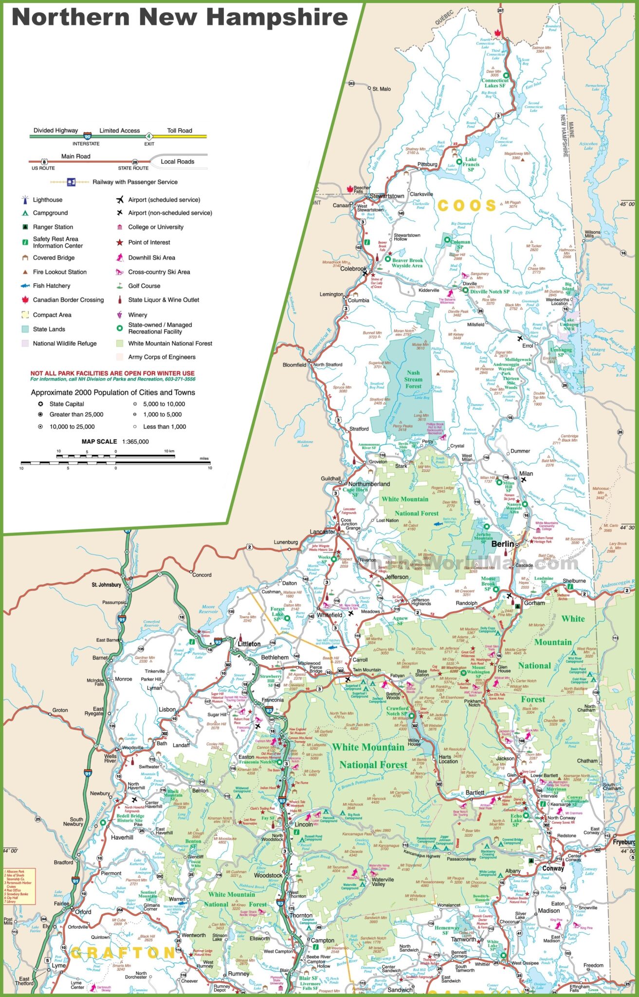 New Hampshire Nh Road And Highway Map Free Printable