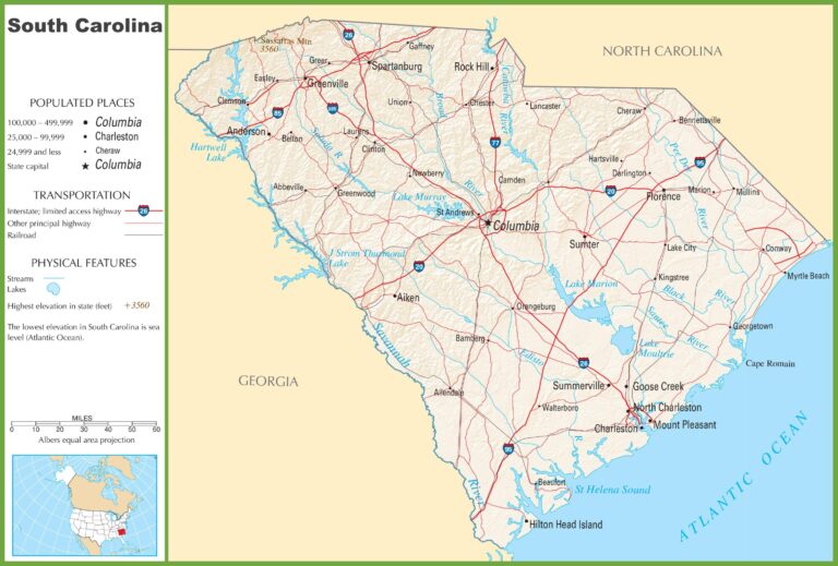 South Carolina (SC) Road and Highway Map - Free