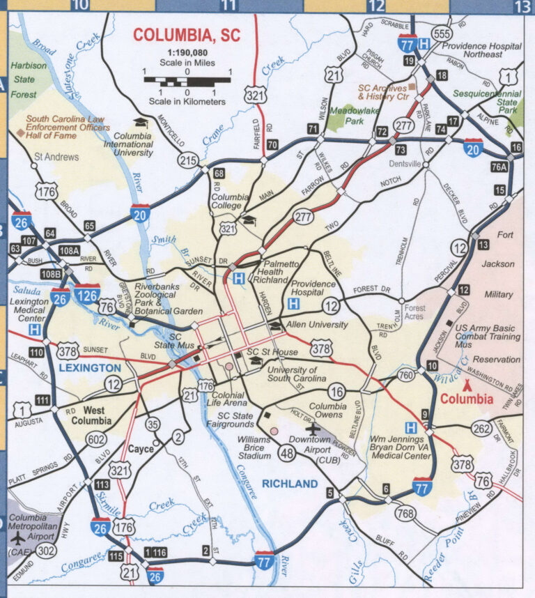 Columbia Road and Highway Map (Free Printable Map)