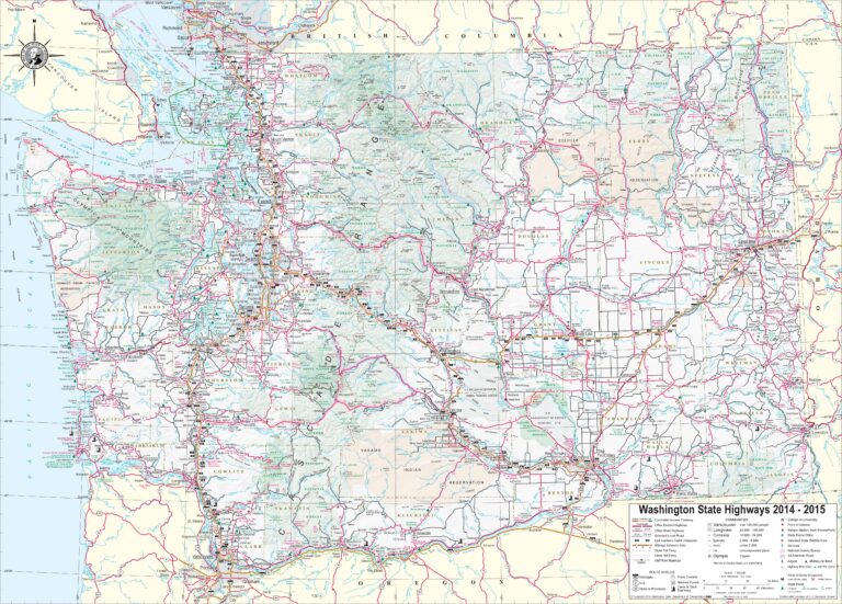 Washington State (WA) Road and Highway Map (Free Printable HD)