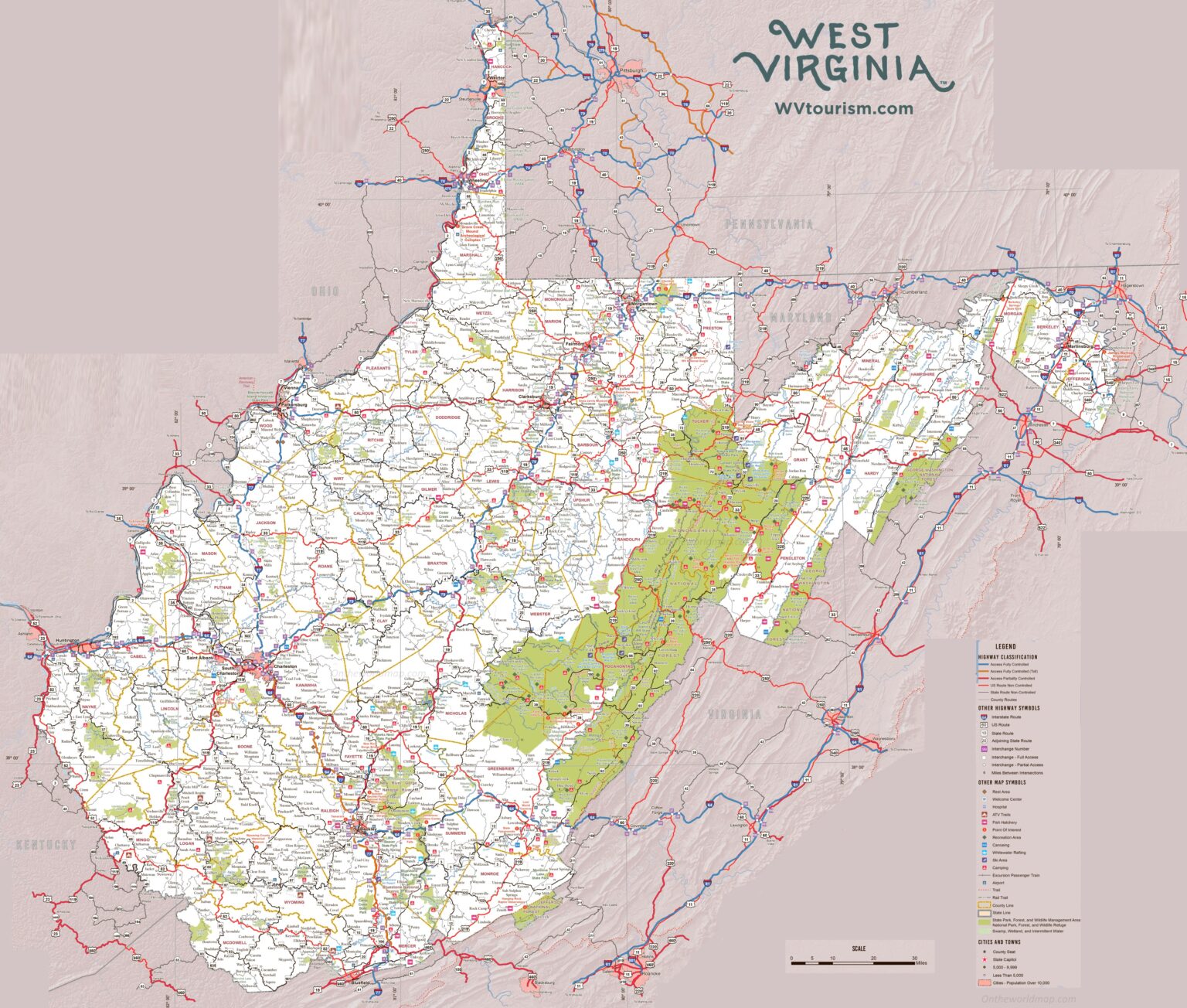 West Virginia Wv Road And Highway Map Printable Maps 5693