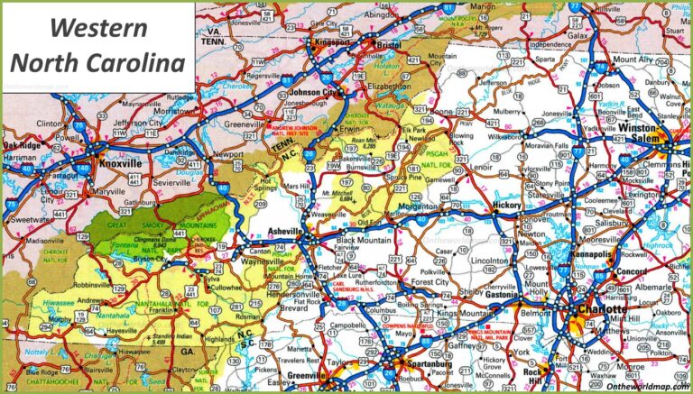 North Carolina (NC) Road and Highway Map (Free & Printable)