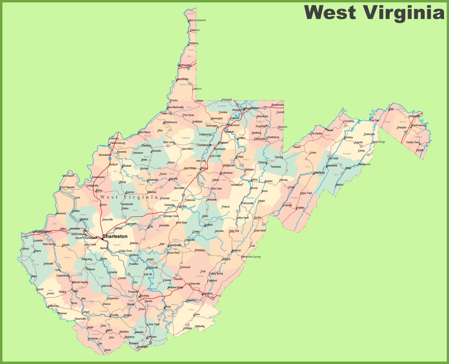 West Virginia Wv Road And Highway Map Printable Maps 9106