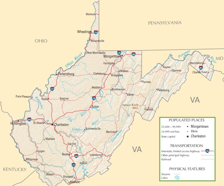 West Virginia (WV) Road and Highway Map | Printable Maps