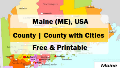 Feature Maine County Map with Cities