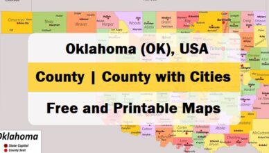 Feature Oklahoma county map with cities