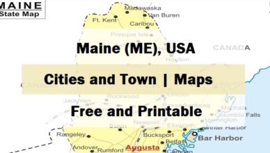 Feature maine map with cities
