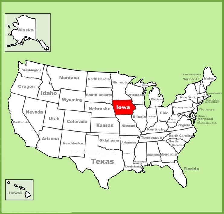 Iowa on US Map