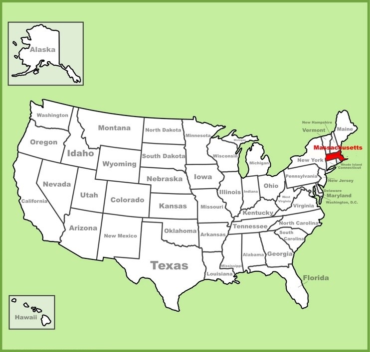 Massachusetts on US Map