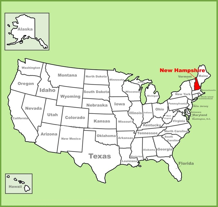 New Hampshire on us map