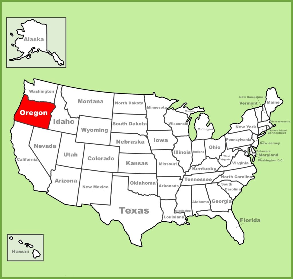 Oregon on US Map