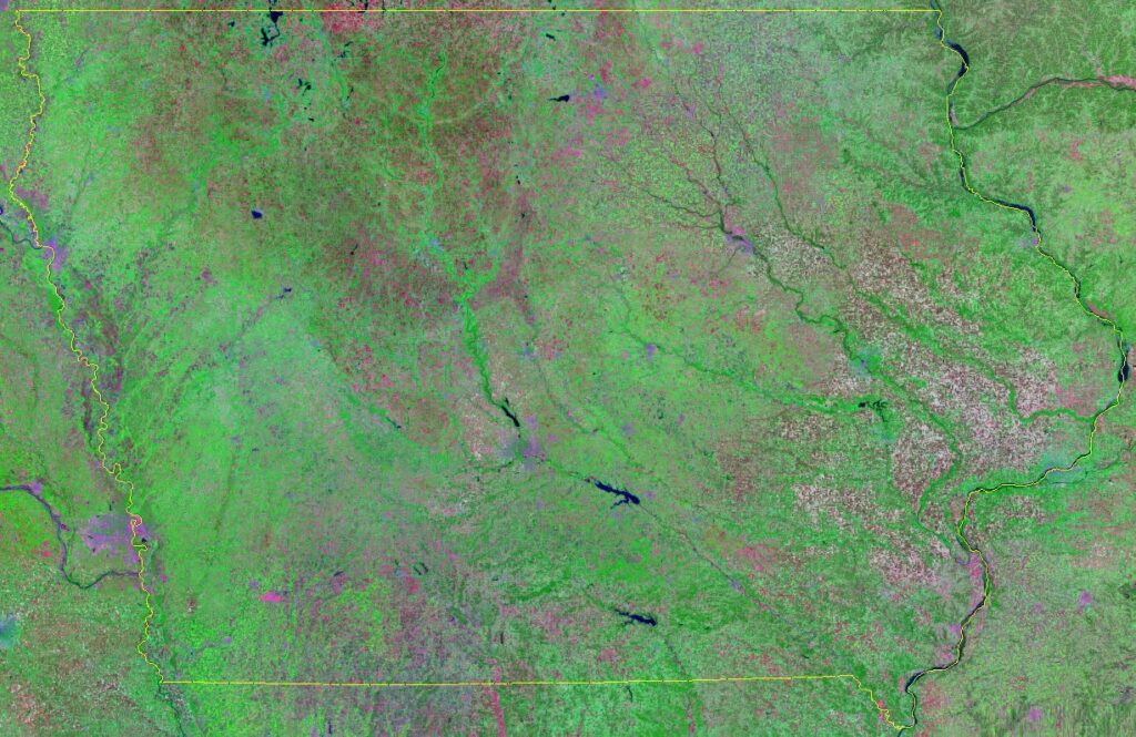 Satellite image of Iowa