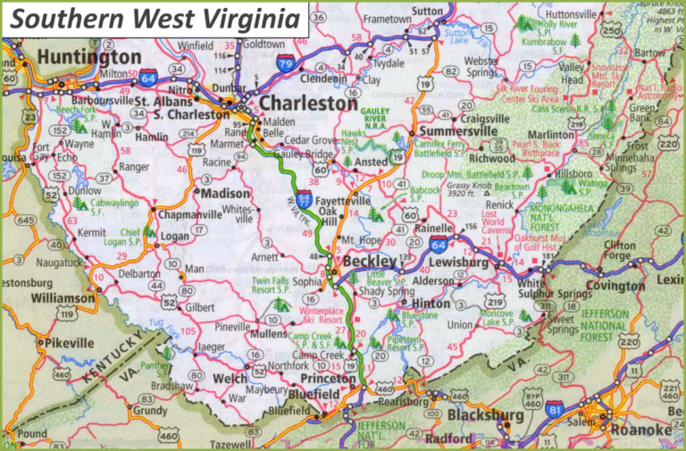 Map of West Virginia | State, Outline, County, Cities, Towns