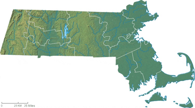 Topographic Map of Massachusetts