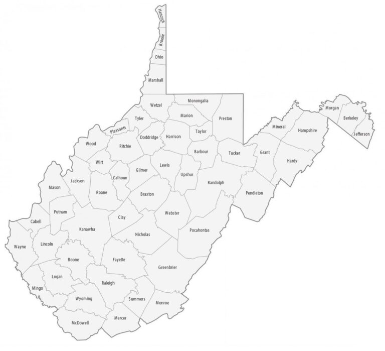 West Virginia County Map | County Map with Cities