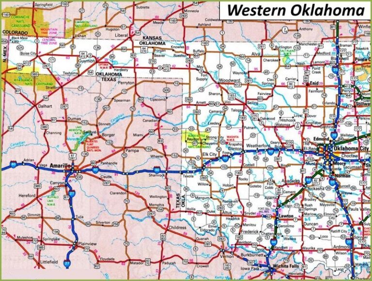 Map of Oklahoma | State, Outline, County, Cities, Towns