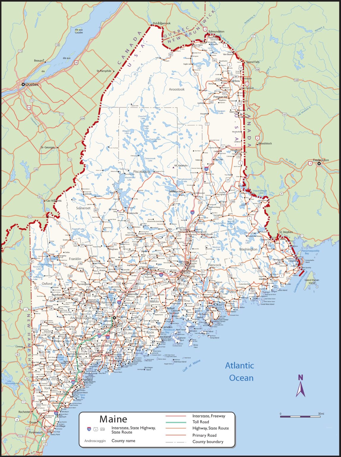 Large Detailed Map Of Maine With Cities And Towns 1147x1536 