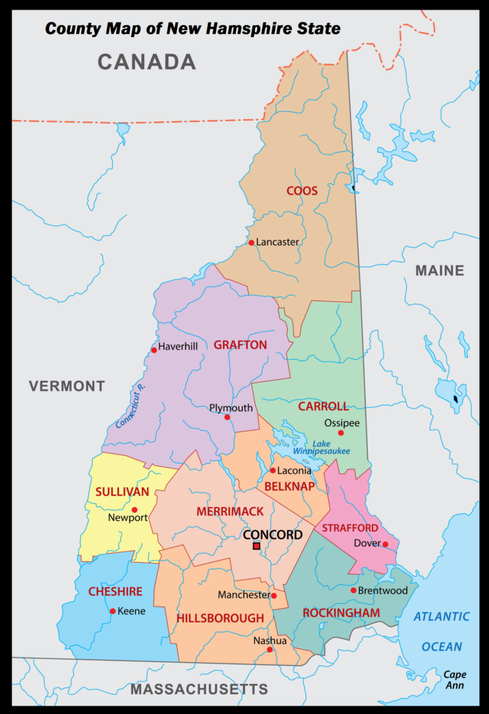 new Hampshire county map