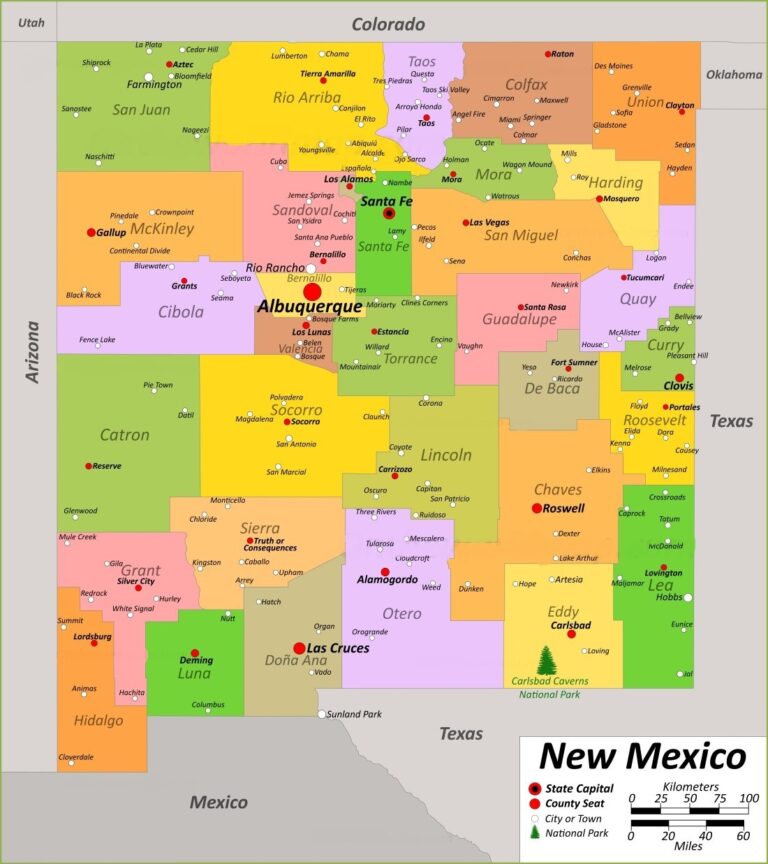 New Mexico County Map County Map With Cities 7817