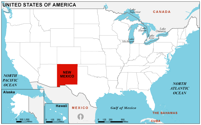 new mexico on us map