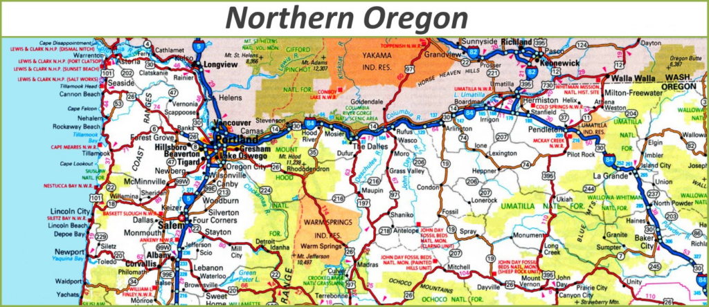 northern oregon map