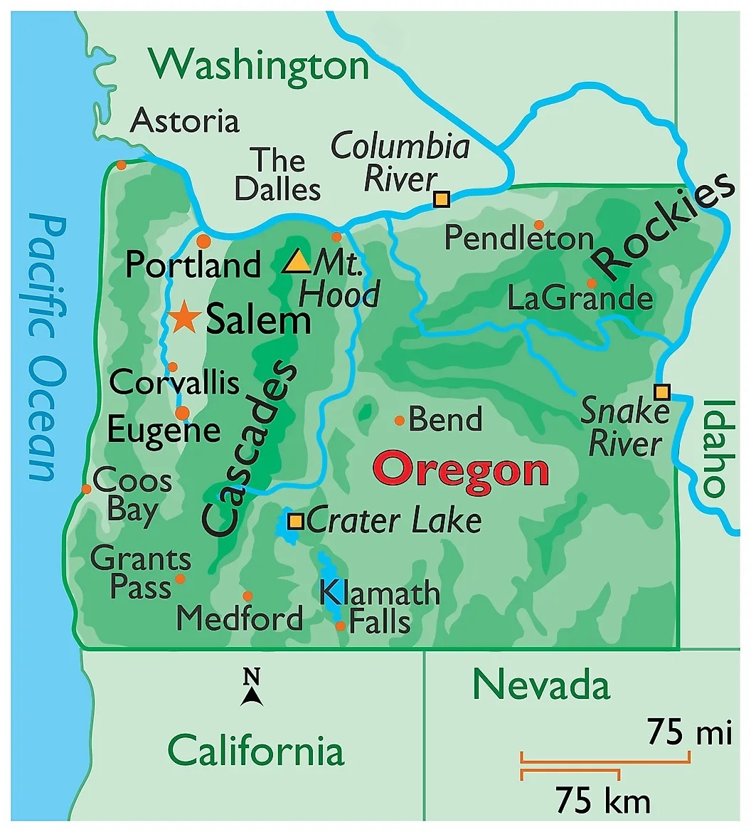 Oregon Map With Towns And Cities City And Town Map