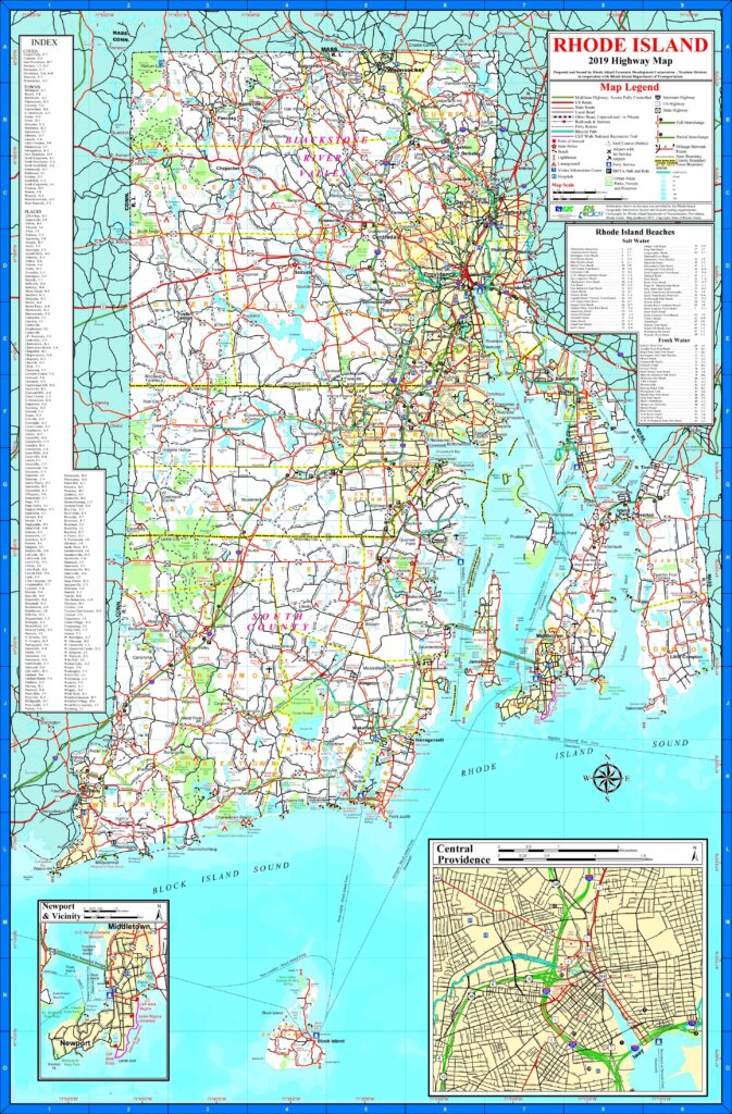 rhode island map with towns and cities