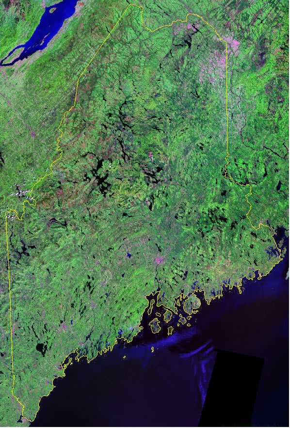 satellite image of Maine
