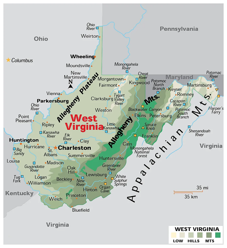 west virginia state map