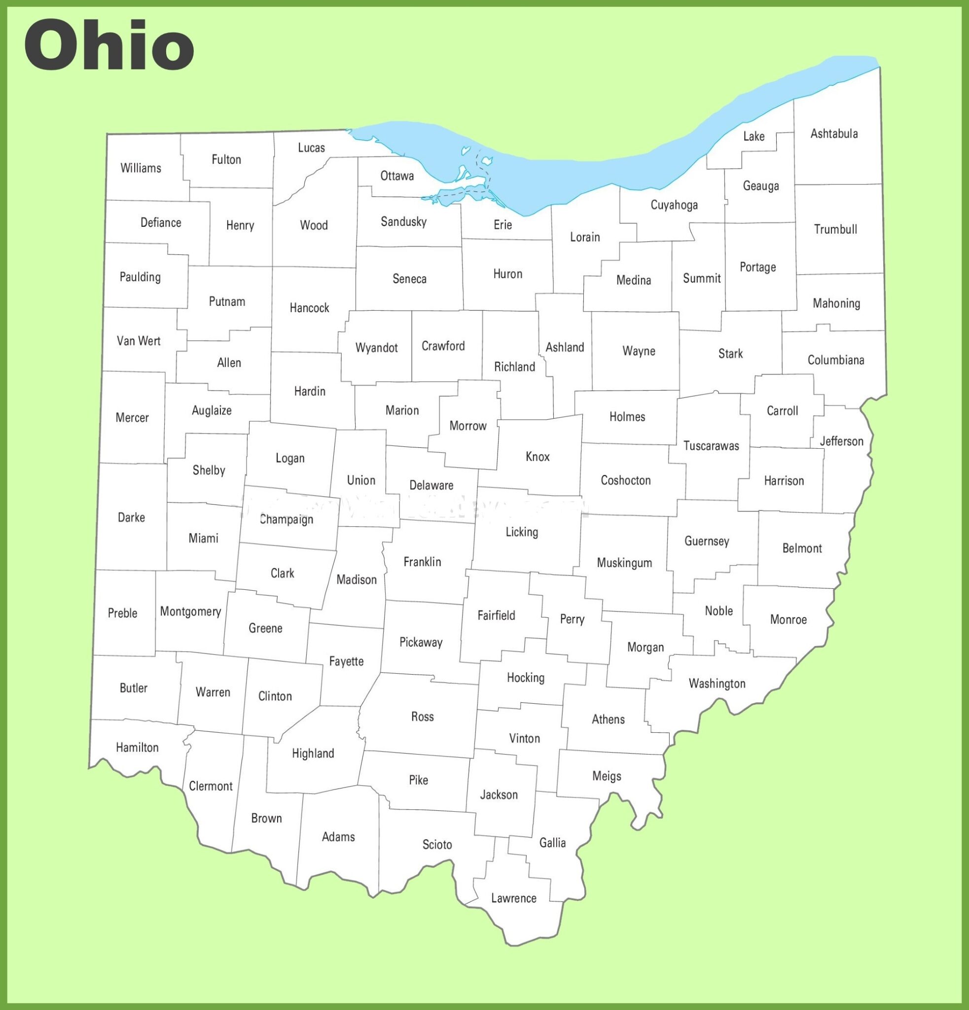 Ohio County Map County Map With Cities 1905