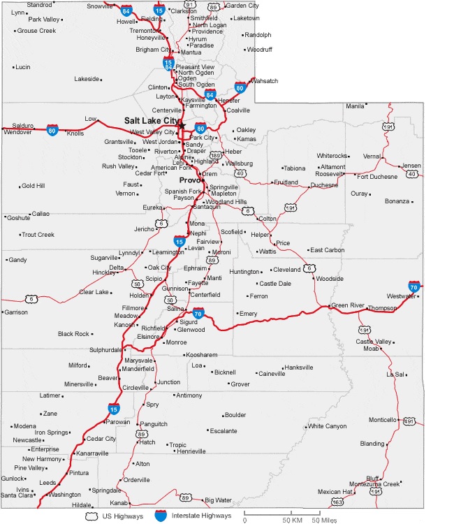 Map Of Utah Ut Cities And Towns Printable City Maps
