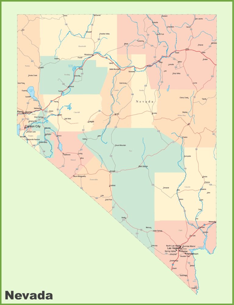 Map of Nevada (NV) Cities and Towns | Printable City Maps