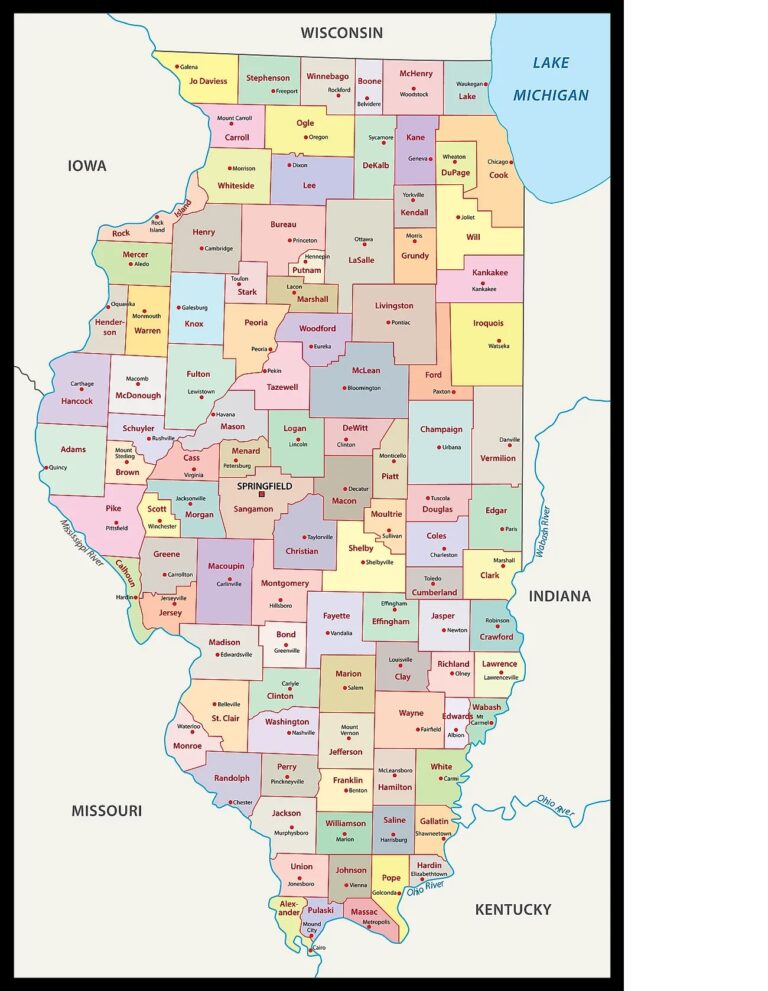 Map of Illinois Cities and Towns | Printable City Maps