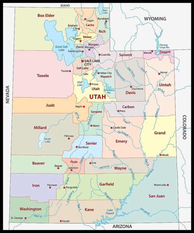 Map Of Utah (ut) Cities And Towns 