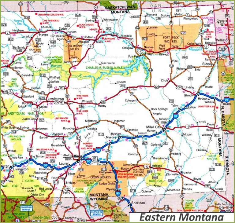 Montana (MT) Map | State, Outline, County, Cities, Towns