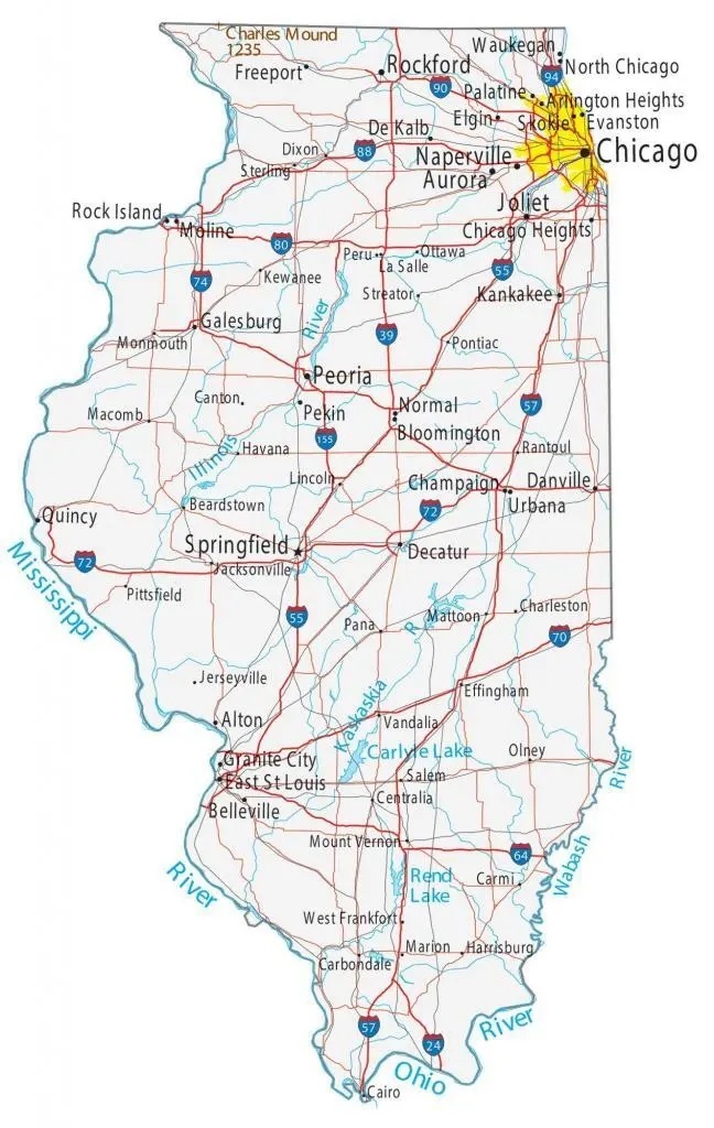 map of Illinois towns