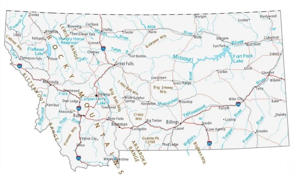 Map of Montana Cities and Towns | Printable City Maps